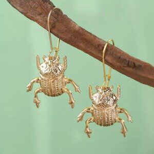Vintage Gold Beetle Earrings
